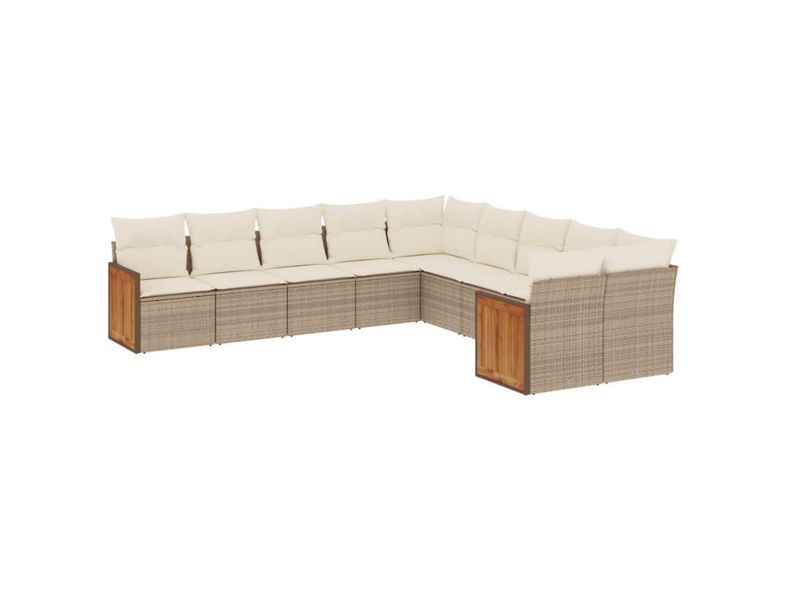 Maison Exclusive - 10 Pcs Conjunto De Sofás P/ Jardim Com Almofadões Vime Pe Bege