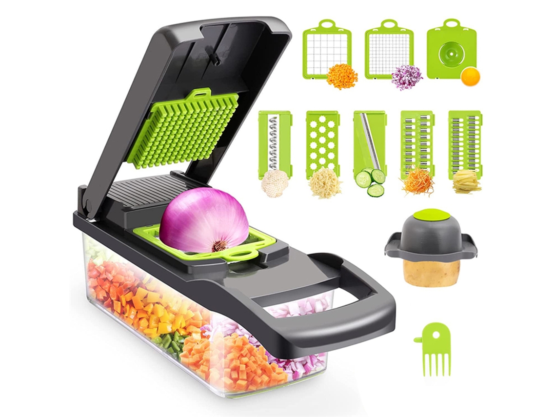 Fatiador 11 em 1: cortador de batata, cebola, vegetais e frutas, mandolim, com escorredor, Slowmoose Kitchen Gadgets