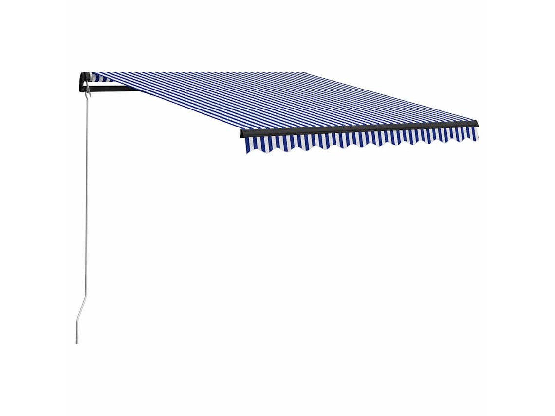 Vidaxl Toldo Retrátil Manual 350x250 Cm Azul E Branco