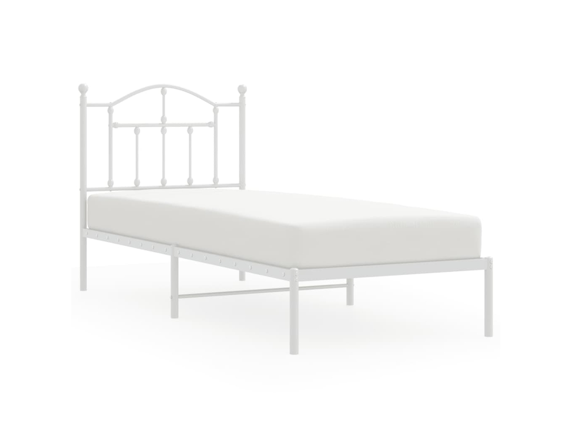 VIDAXL Estrutura de Cama com Cabeceira 90X200 Cm Metal Branco