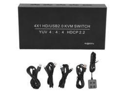 Switch KVM USB 2.0 profissional 2024 de 4 portas 4K 60Hz para PC e TV