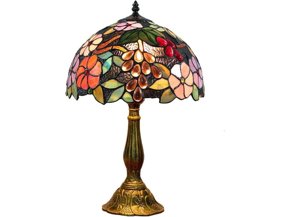 Abajur De Mesa Tiffany, 30cm 12 Polegadas, Estilo Campestre Europeu, Feito À Mão, Em Formato De Taça Vinho, Para Sala De