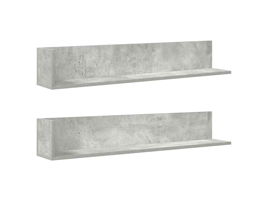 Conjunto de 2 Prateleiras de Parede Derivados de Madeira Cinza Cimento MAISON EXCLUSIVE