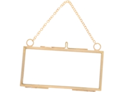 Moldura Dupla Latão 5x10 Horizontal Vidro Transparente Flutuante Ideal Fotos Flores Secas Espécimes Decoração GOKOCO