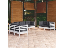 7 Pcs Conjunto Lounge De Jardim C/ Almofadões Pinho Maciço Dkd Home Decor