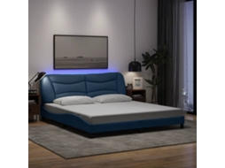 Vidaxl Estrutura De Cama Com Led Sem Colchão Hvar 180x200 Cm Tecido Azul