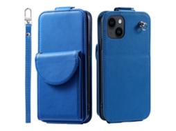 Capa Para Iphone 15 Pele Sintética Azul