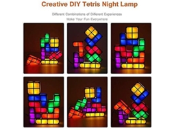 Luz De Noite Diy Tetris Colorida Montável Puzzle Led Indução Brinquedo 3d Presente