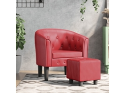 Vidaxl Poltrona Com Apoio De Pés Couro Artificial Vermelho-tinto