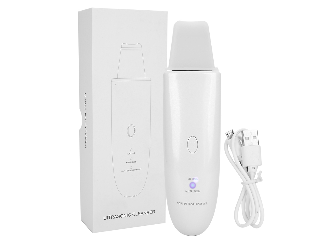 Limpiador Ultrassônico De Pele Facial Eliminador De Pontos Negros Limpiador De Poros Instrumento Branco