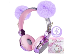 Auscultadores Kids Pom Pom Bear Ear 2021 Upgraded W/Mic Adjustable Headband