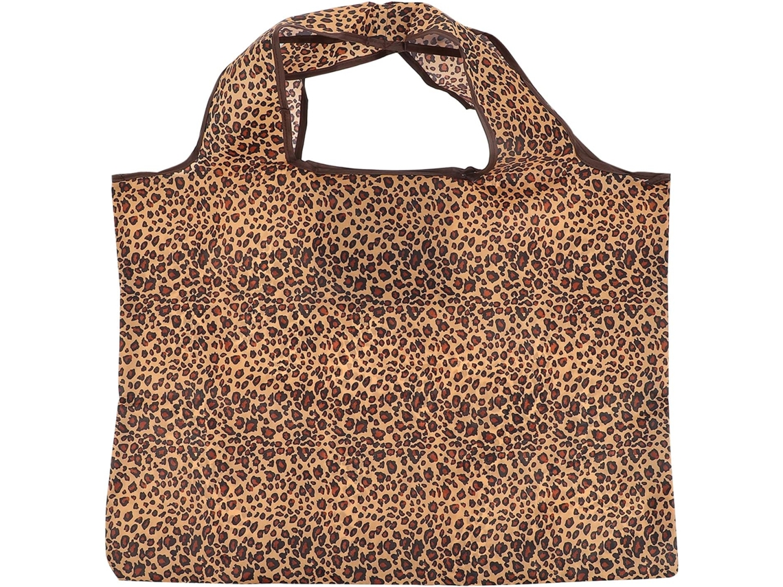 Sacola de Compras com Estampa Leopardo, Tecido Oxford 210d, Dobrável, Ideal para Praia Ou como CHABERLU