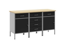 Conjunto 3 Armário De Trabalho Vidaxl Preto Aço (150 X 55 X 85 Cm)