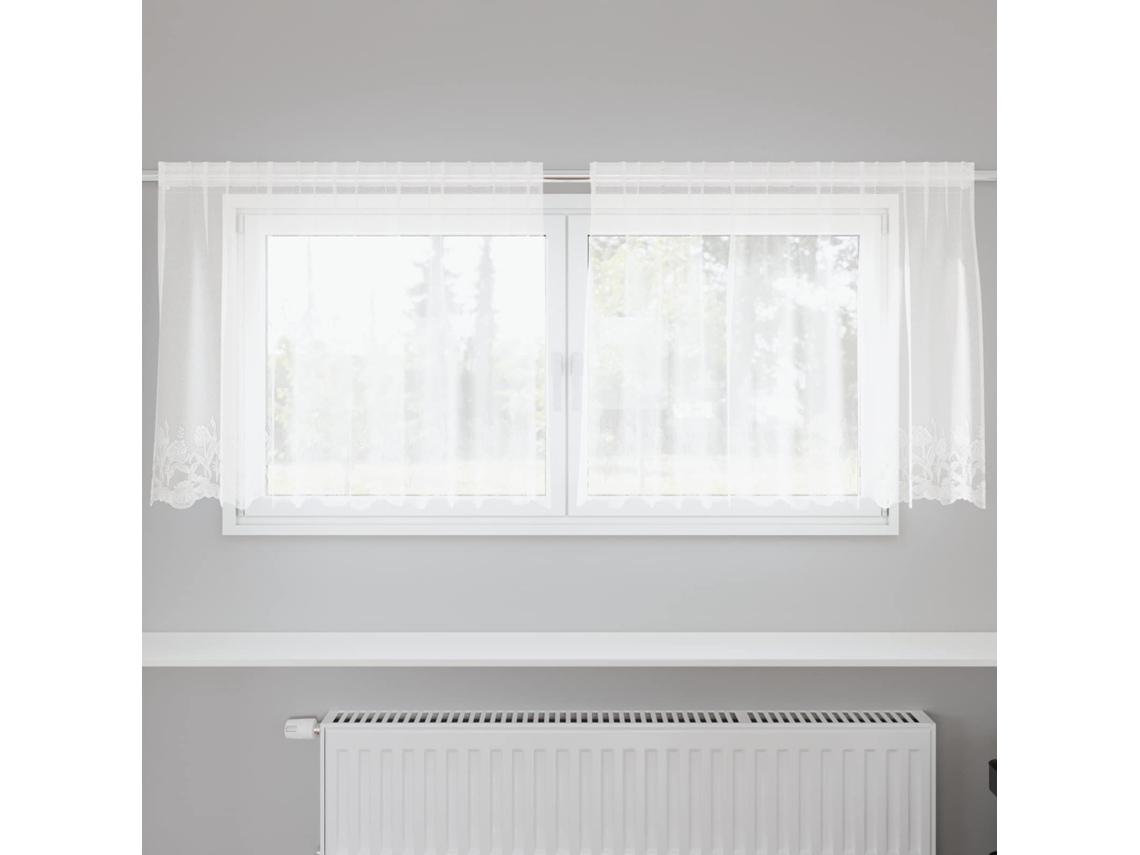 Vidaxl Cortina De Renda Branco 100 X 200 Cm Poliéster