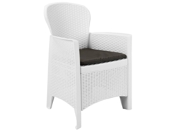 Maison Exclusive - Conjunto Bistrô 3 Pcs Plástico Branco Com Aspeto De Vime