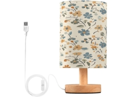 Luminária De Cabeceira Led Pequena Skyshu Com Base Madeira Antiderrapante E Cúpula Que Não Agride Os Olhos, Ideal Para