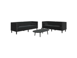 Vidaxl 2 Pcs Conjunto De Sofás Chesterfield Com Rolos Veludo Preto