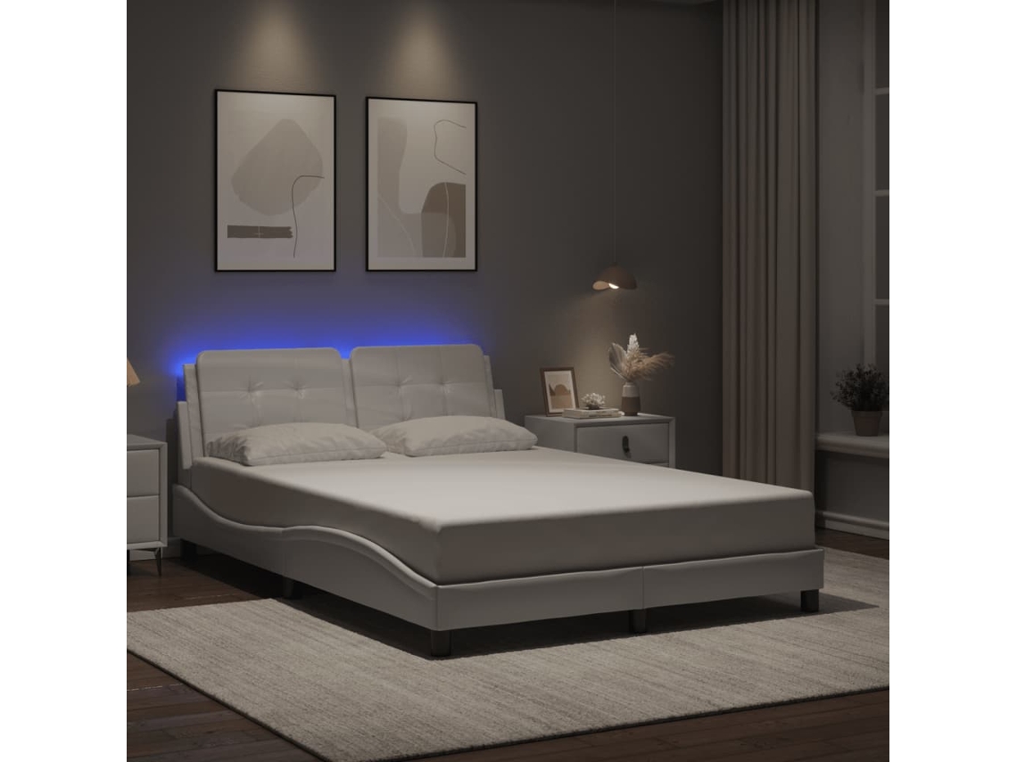 Vidaxl Estrutura De Cama Com Led Sem Colchão Zadar 120x200 Cm Branco