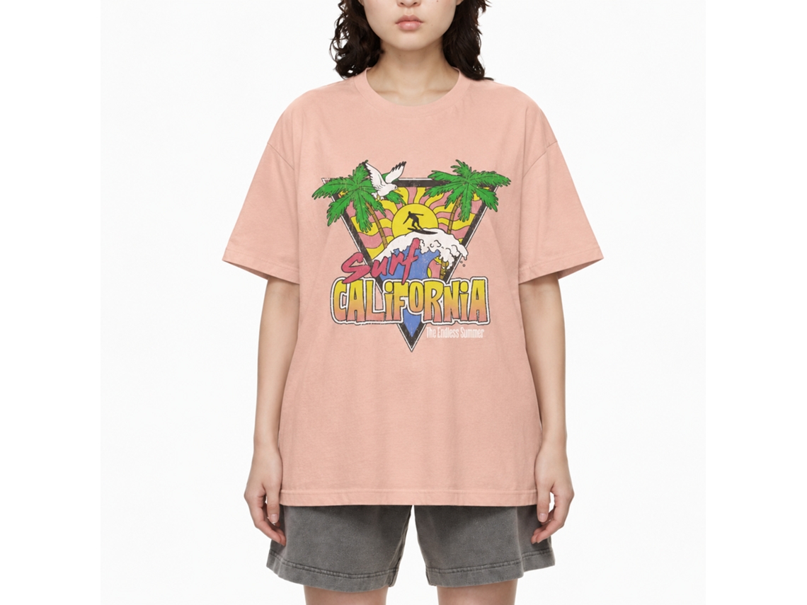 Rockinstone Surf California Solid Peach Adult T-shirt Size:s