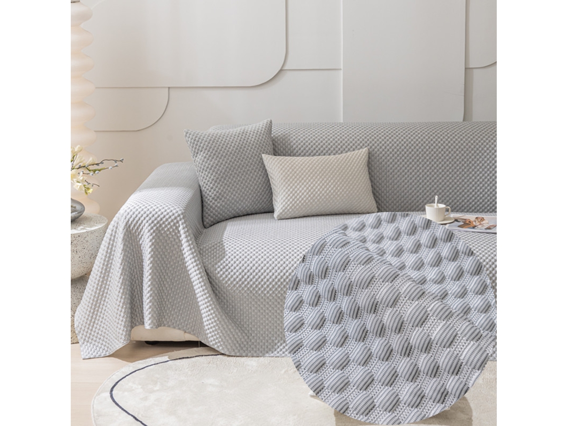 Protetor de Almofada de Sofá com Capa de Assento Antiderrapante Cinza-210X400Cm LUUCOZK