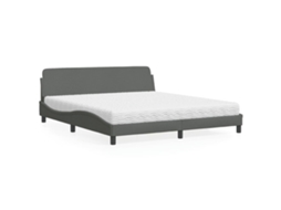 Vidaxl Cama Com Colchão Dover 180x200 Cm Tecido Cinzento-escuro