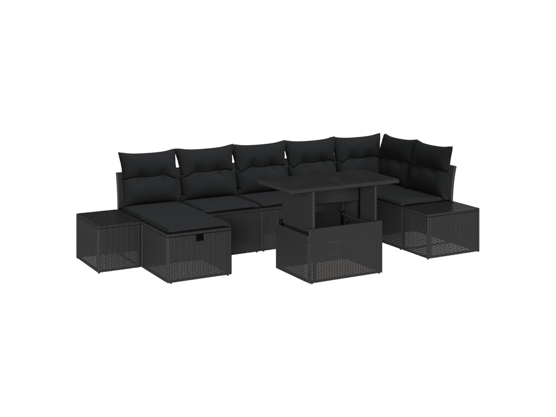 Conjunto 8 Conjunto De Sofá De Jardim Vidaxl Bege Vime Pe (55 X 55 X 37 Cm)