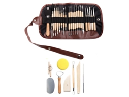 Kit com 30 peças de ferramentas para escultura em argila, incluindo duas pontas para cabochões de madeira, ideal para cerâmica e projetos "faça você mesmo".