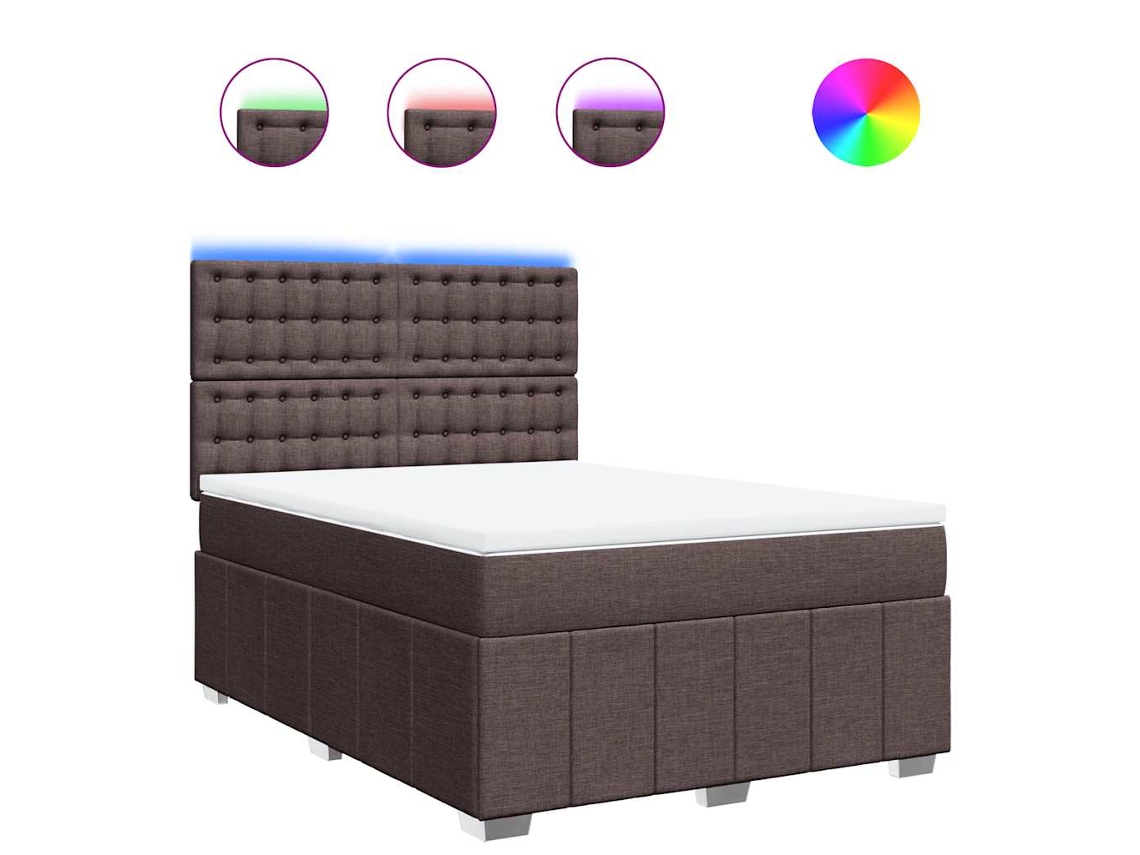 Cama com Molas e Colchão Tecido Castanho Escuro MAISON EXCLUSIVE (140x190 cm)