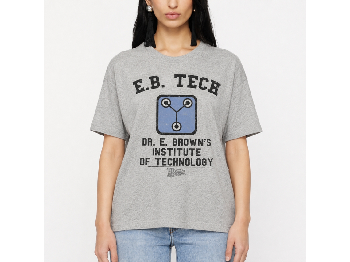 Rockinstone Back To The Future Movie Eb Tech Heather Gray Adult T-shirt Size:m