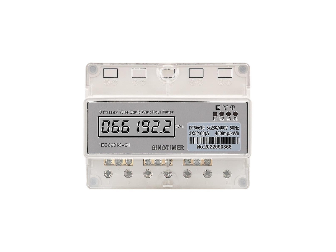 Medidor de eletricidade trifásico de 4 fios, medidor de potência digital, medidor de consumo de eletricidade de 10 kWh Brilvibera