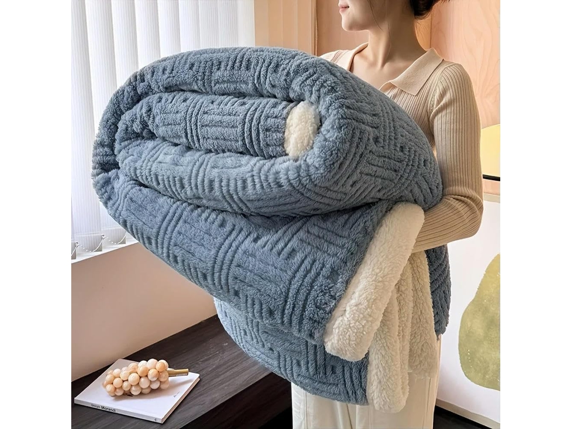 Manta de Cama Vintage Camada Dupla em Veludo Tafetá Macio e Felpudo Conforto para Todas as Estações Lavável À