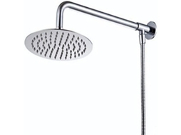 Regadera Mural De Lluvia Redonda 25cm Acero Inoxidable 304 Con Brazo Y Manguera 150cm Chrome