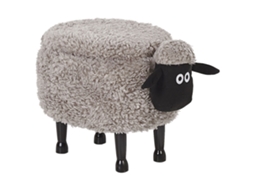 Tamborete BELIANI Sheep de Poliéster Cinzento 55x35x40