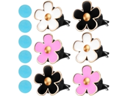 Conjunto de 6 clipes decorativos para carro em liga metálica, com formato de flor.