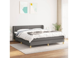 Cama Com Molas/colchão 160x200 Cm Tecido Cinzento-escuro