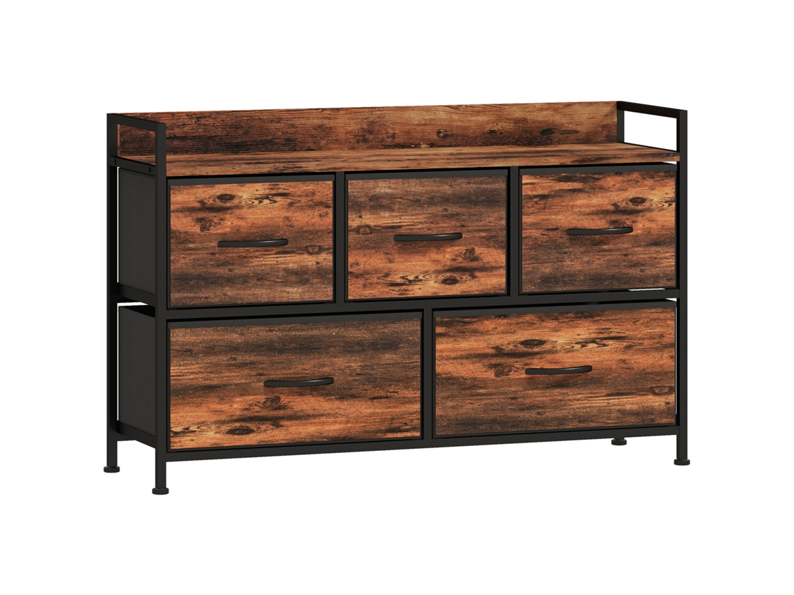 Cômoda para quarto com 4 gavetas dobráveis, prateleira aberta e estrutura de aço, 60x29x85 cm, cinza PRIME KANG