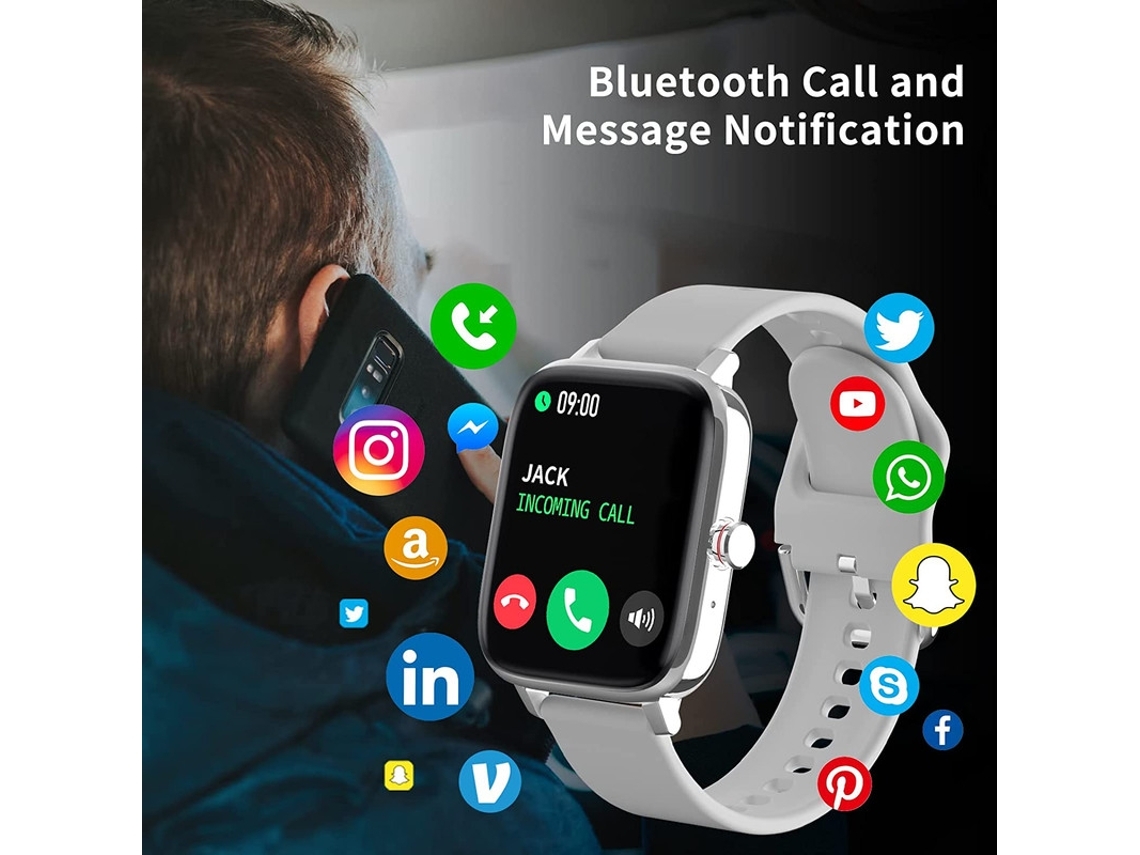 Relógio inteligente para homens, mulheres, Bluetooth Smartwatch para  telefones Android iPhone com notificação de chamada e mensagem, Relógio  fitness com monitor de sono de oxigênio