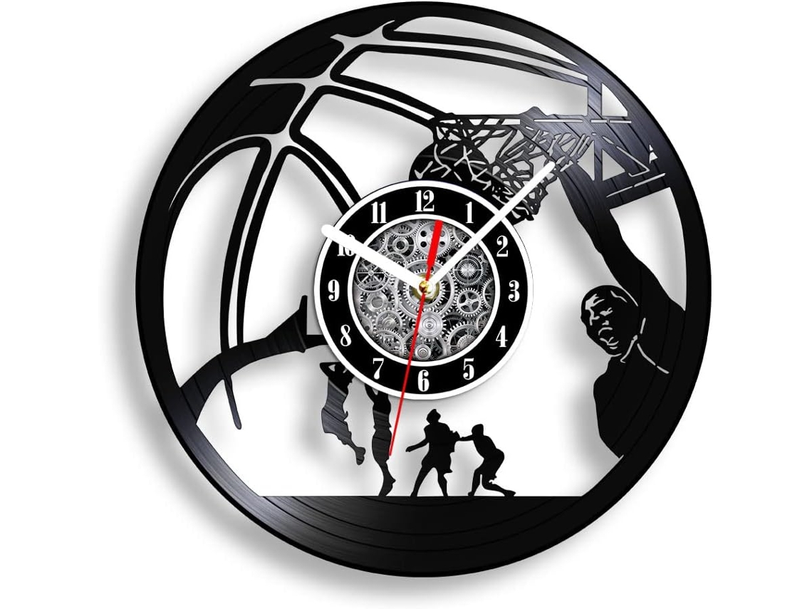 Relógio De Parede De Vinil The Geeky Days, Com Design De Basquete, Silencioso, Retrô, 30cm 12 Polegadas, Não Deixa