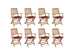 Vidaxl Cadeiras De Exterior Dobráveis C/ Almofadões 8pcs Acácia Maciça