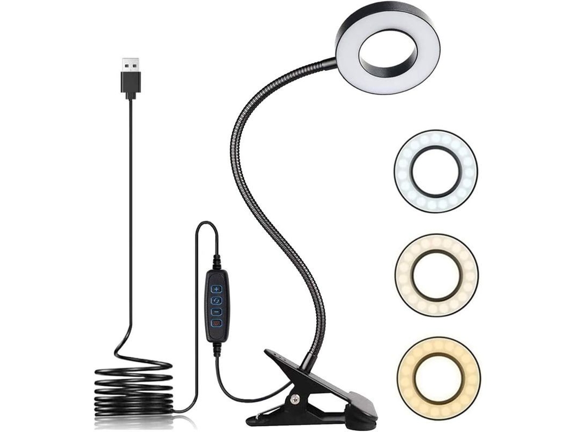 2026 lâmpada de Escritório Led Clip Linjou, 3 Modos de Luz, 10 Níveis de Brilho, Usb para Leitura, Estudo e Trabalho