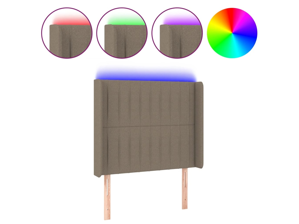 Led Headboard, Led Headboards Vidaxl Cinzento-acastanhado Tecido (103 X 16 X 118/128 Cm)