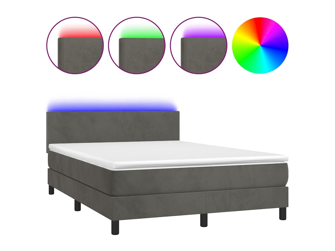 Box Spring Bed, Box Spring Beds Vidaxl Cinzeto Veludo (140 X 190 Cm)