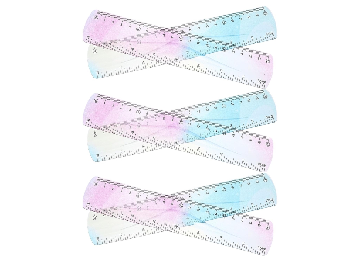Conjunto De 6 Réguas Flexíveis Pvc Com Design Degradê Colorido, Fáceis De Ler E Dobráveis, Ferramenta De Medição