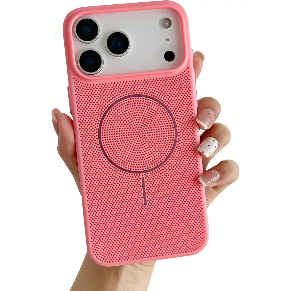 Capa Para Iphone 15 Pro Max (rosa), Com Carregamento Magnético Sem Fio Magsafe E Tela De Dissipação De Calor.