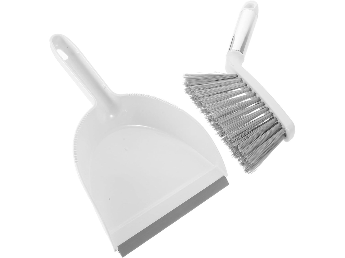 Conjunto Portátil Branco Com Pá De Lixo, Escova E Mesa De Plástico