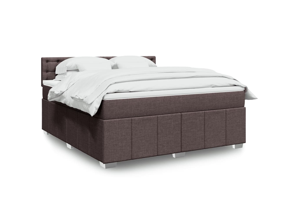 Vidaxl Cama com Molas/colchão 180x200 Cm Tecido Castanho escuro