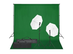 Vidaxl Kit De Estúdio Fotográfico Com Conjunto De Iluminação E Fundo