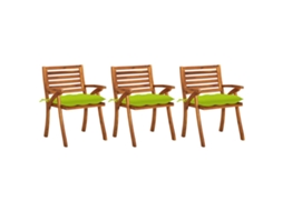 Vidaxl Cadeiras De Jantar Jardim C/ Almofadões 3 Pcs Madeira Acácia