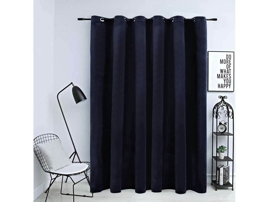 Vidaxl Cortina Blackout Com Argolas Em Metal 290x245 Cm Veludo Preto