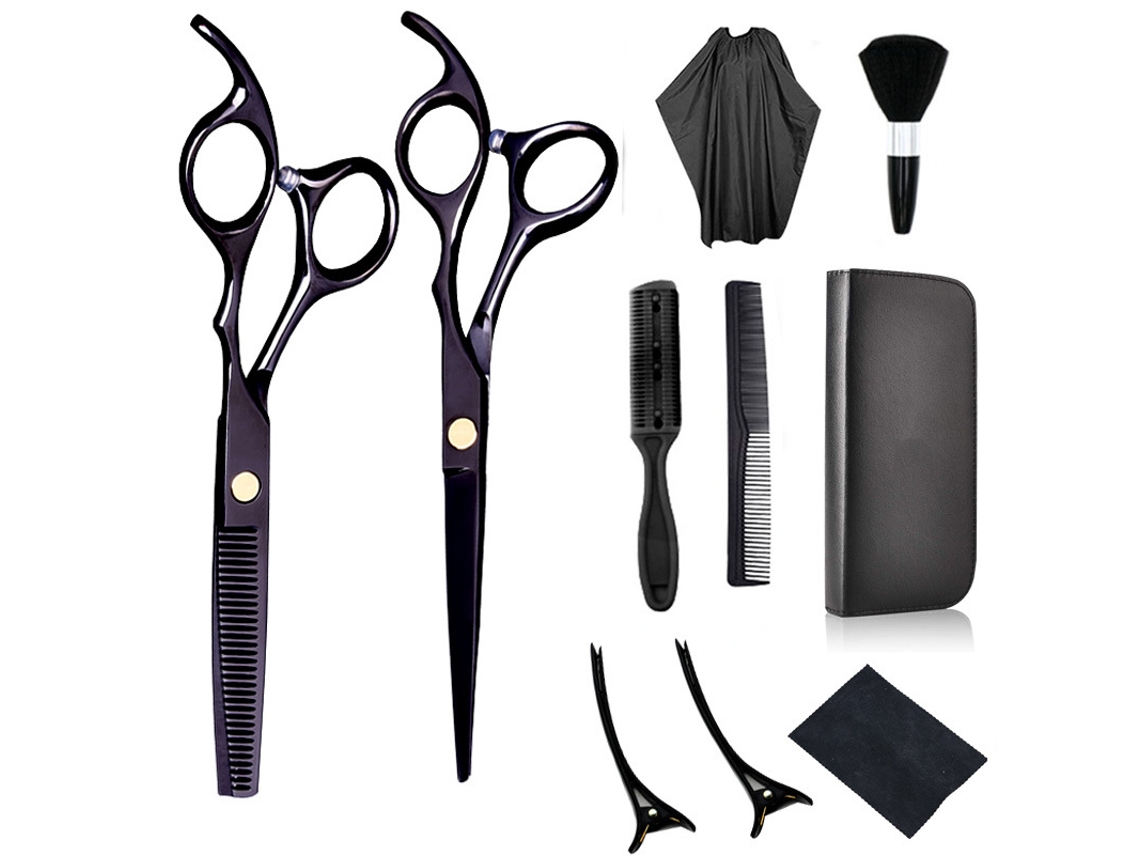 Kit De Tesoura De Corte Cabelo, 10pcs Ferramenta (preta) Cuich